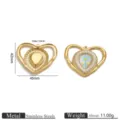 Colgante de corazón impreso UV de acero inoxidable vintage hueco accesorio joyería DIY. - Colgantes de corazón de girasol UV dorados / 2 Piezas/Juego