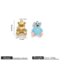 Colgante de oso de dibujos animados de acero inoxidable detalle, charm joyería esmalte. - Colgantes de oso de acero inoxidable esmaltado
