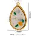 Accessoire de bijoux DIY en acier inoxydable pendentif fleur brodée forme goutte 45x29mm - Style Goutte Bordure Torsadée Dorée (15) / 45x29mm