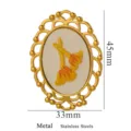 Pendentif ovale en acier inoxydable broderie DIY accessoire bijoux motif fleur 45x33mm - Style Ovale Ajouré Festonné (16) / 45X33mm