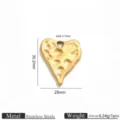 Stainless steel hammered heart pendant 18k gold plated DIY jewelry making accessory - Irregular Heart Pendant (Small)