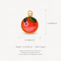 Enameled fruit pendant accessory with gold-tone finish for DIY jewelry making. - Single Orange Pendant
