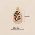 Hand-painted orange fruit copper pendant accessory, 15x23mm dimension and weight detail view - Multiple Oranges Pendant