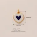 Heart-shaped pendant DIY accessory in gold-plated copper with blue painted detail - Black Heart Pendant