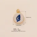 Blauw geschilderde schelphanger DIY-accessoire van koper, afmetingen 18x15mm - Schelp