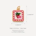 Detailed strawberry flower copper pendant DIY jewelry accessory with dimensions 14.6mm - Strawberry Pendant