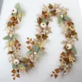 Guirnalda de otoño de Acción de Gracias con calabazas blancas y hojas de arce decorativa - Guirnalda de Piñas Blancas 1.8m