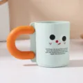 Plastic toothbrush cup cute cartoon gargle cup household couple wash mug with orange handle - 501-600ml / Light Blue