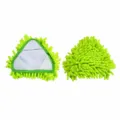 Replacement triangular microfiber mop pad in green, double-sided front and back view. - Green Replacement Cloth Head