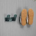 Wall mounted shoe rack punch free slippers storage holder kitchen pot lid rack organizer - Translucent Green