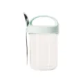 Tasse de petit-déjeuner en verre transparent avec cuillère, pot à avoine portable pour le lait. - Bleu