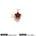 Stainless steel star charm pendant double loop red crystal DIY jewelry accessory 12.7x9.7mm - Five-Pointed Star Double Loop Pendant / 12.7x9.7mm (Hole 1mm) / Red