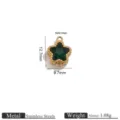 Stainless steel green crystal star pendant double loop diy jewelry accessory 12.7x9.7mm - Five-Pointed Star Double Loop Pendant / 12.7x9.7mm (Hole 1mm) / Green