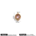 Stainless steel round double loop pendant with pink stone detail view 12x8.1mm accessory - Round Double Loop Pendant / 12x8.1mm (Hole 1mm) / Pink
