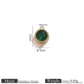 Stainless steel vintage round green gem double loop charm DIY jewelry making accessory - Round Double Loop Pendant / 12x8.1mm (Hole 1mm) / Green