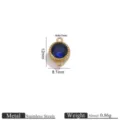 Stainless steel round blue crystal charm pendant detail view, hole 1mm, size 12x8.1mm, 0.86g - Round Double Loop Pendant / 12x8.1mm (Hole 1mm) / Blue
