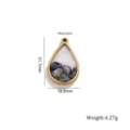 Stainless steel bezel epoxy resin teardrop pendant with stone chips DIY jewelry making - Teardrop Kyanite