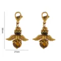 Colgante de alas de ángel de piedra ojo de tigre natural con mosquetón joyería DIY. - Alas de Ángel Doradas (JC976-1pcs) / Oro Ojo de Tigre