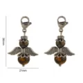 Colgante de ala de ángel de piedra natural ojo de tigre accesorio DIY con cierre mosquetón - Alas de Ángel de Acero (JC976-1pcs) / Ojo de tigre color acero