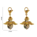 Colgante de alas de ángel de piedra natural con mosquetón de jaspe para joyería DIY - Alas de Ángel Doradas (JC976-1pcs) / Piedras con diseño floral doradas