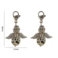 Colgante de ala de ángel de piedra natural con mosquetón jaspe dálmata accesorio de joyería - Alas de Ángel de Acero (JC976-1pcs) / Piedras de mosaico color acero