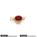 Stainless steel marquis red rhinestone double hanging connector for DIY jewelry making. - Gold Oval Rhinestone Double Hole Pendant / Red
