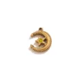 Pendentif lune et étoile doré vintage avec cristal jaune pour accessoire bijou DIY - Style Strass Lune Étoile / 1 Pièce / Jaune