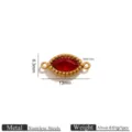 Connettore a doppio anello in strass marquise in acciaio inossidabile per gioielli fai da te - Ciondolo Navette Oro Strass Doppio Foro / Rosso