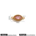 Dettaglio del ciondolo in cristallo rosa marquise in acciaio inox con misura 13x6.3mm e foro 1mm. - Ciondolo Navette Oro Strass Doppio Foro / Rosa
