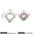 Roestvrijstalen hart vleugel hanger, zilver strass DIY sieraden accessoire stuk. - Hart met Vleugels Kroon Hanger (JZ001-1) / Goud