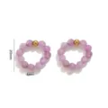 Natural purple agate beaded rings with gold metal bead DIY jewelry elastic accessories - Amethyst