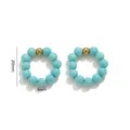 Turquoise beaded hoop earrings DIY jewelry accessories with gold accent beads size 20mm - Turquoise
