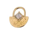 Breloque pendentif DIY en acier inoxydable avec design martelé et pierre blanche. - Pendentif Seul (Sans Chaîne) / Or Strass Blanc