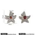 Stainless steel star pendant DIY handmade jewelry accessory with red stone and rhinestones. - Pentagram Rhinestone Pendant (JZ003-1)
