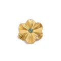 Pendentif fleur vintage en acier inoxydable avec pierre turquoise, accessoire DIY doré. - Style Soleil Fleur / Lot de 4 / Bleu sarcelle