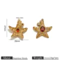 Stainless steel star pendant charm with red stone and rhinestones for DIY jewelry making. - Pentagram Rhinestone Pendant (JZ003-2)