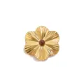 Pendentif Fleur Or en Acier Inoxydable avec Pierre - Accessoire Bijou Élégant - Style Soleil Fleur / Lot de 4 / Marron