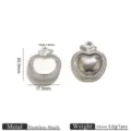 Stainless steel apple pendant DIY jewelry charm, 20.5x17.5mm size with 1.6mm hole for crafts. - Apple Shaped Pendant (JZ008-1)