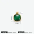 Roestvrijstalen vierkante kattenoog steen hanger DIY ketting sieraden accessoire component - Groen