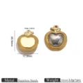 Stainless steel apple pendant charms for DIY jewelry making accessories 20.5x17.5mm - Rhinestone Apple Shaped Pendant (JZ008-2)