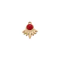Stainless steel vintage pendant red bead charm DIY necklace jewelry accessory component - Stone Pendant / Red