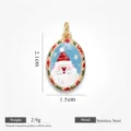 Roestvrij staal Kerstmis Kerstman hars hanger schattige cartoon DIY vakantie cadeau - Ovale kerstman hangers