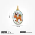Kerst rendier hars hanger roestvrij staal schattige tekenfilm vakantie DIY sieraden SKU - Ovale eland hangers