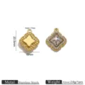 Stainless steel vacuum electroplated pendant with sparkling rhinestones. DIY jewelry charm. - Four-Leaf Clover Rhinestone Pendant (JZ010-2)