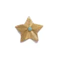 Pendentif étoile rétro en acier inoxydable avec pierre turquoise, accessoire DIY. - Style Soleil Étoile / Lot de 4 / Bleu sarcelle