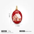 Kerst peperkoek huis roestvrij staal hars hanger charm DIY sieraden accessoireset - Ovale kersthuis hangers