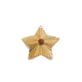 Pendentif étoile vintage en acier inoxydable avec pierre précieuse marron accessoire DIY - Style Soleil Étoile / Lot de 4 / Marron