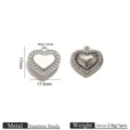 Stainless steel rhinestone heart pendant DIY jewelry accessory charm 17mm shiny - Heart Rhinestone Pendant (JZ011-1)