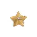 Pendentif étoile en acier inoxydable doré avec pierre blanche centrale pour bijoux DIY. - Style Soleil Étoile / Lot de 4 / Blanc
