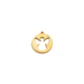 Goldener Edelstahl Engel Hohl Ausgeschnitten Anhänger Charm Für DIY Halskette Schmuck - Goldene runde hohle Engel-Anhänger mit einem Loch